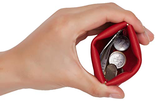 Travelambo Leather Squeeze Coin Purse Pouch Change Holder For Men & Women