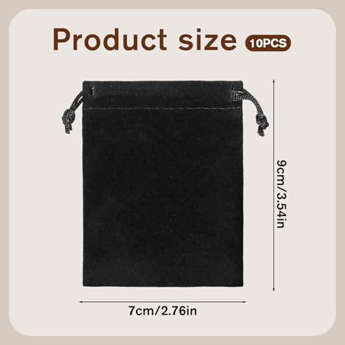 Exircy 10 Pcs Velvet Drawstring Jewelry Pouches, 2.8x3.5 In Black Gift Bags Small Cloth Bags for Wedding, Halloween Candy ...