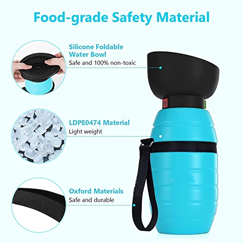 Dog Water Bottle Portable (17oz/22oz), 2 in 1 Foldable Dog Travel Water Bottle, Leak-Proof Dog Water Dispenser, Pet Water ...