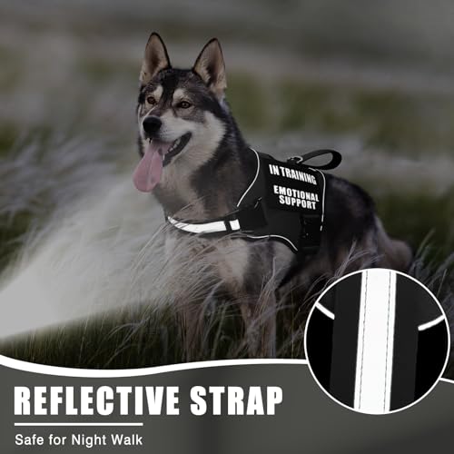 MOOGROU Service Dog Vest Harness+ID Tag+10 Patches,Metal Serivce Dog Tag&Reflective Emotional Support Dog Vest with Handle...