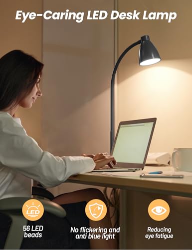 BOHON LED Desk Lamp with USB Charging Port 3 Color Modes Dimmable Reading Light Intelligent Induction Auto Dimming Task La...