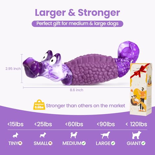 HGB Tough Dog Chew Toys for Aggressive Chewers, Squeaky Indestructible Dog Toy for Large Dogs to Keep Them Busy & Reduce B...