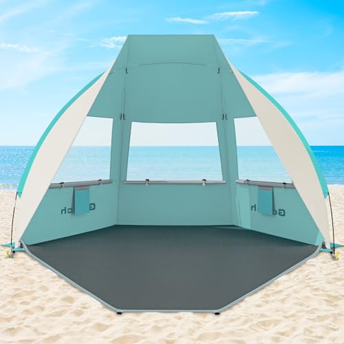 Gorich Portable Beach Tent for 3/4-5/6-7 Person with UPF 50+ UV Protection, Lightweight & Foldable Sun Shelter with 5 Sand...