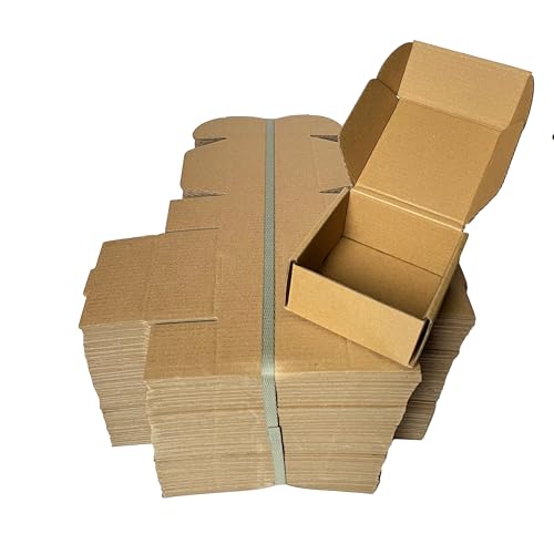 easycustomerlee 4x4x2 Small Shipping Boxes Set of 100 Brown Corrugated Cardboard Mailer Boxes for Packaging Small Business...
