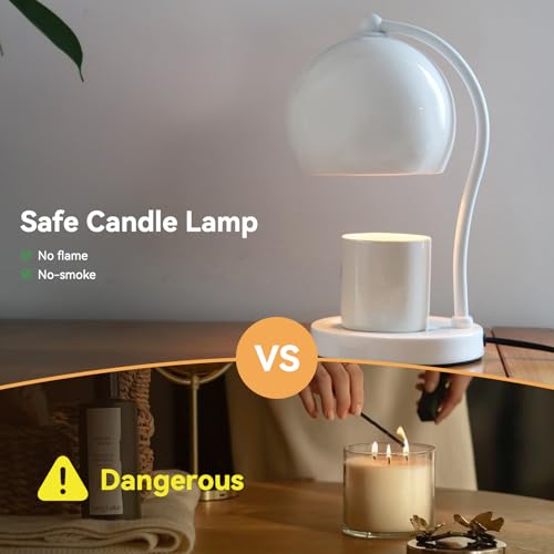 LunaForest Ceramic Candle Warmer Lamp with Timer Dimmer Fit for Candle Jars, Modern Design with 2 Bulbs, House Warming Gif...