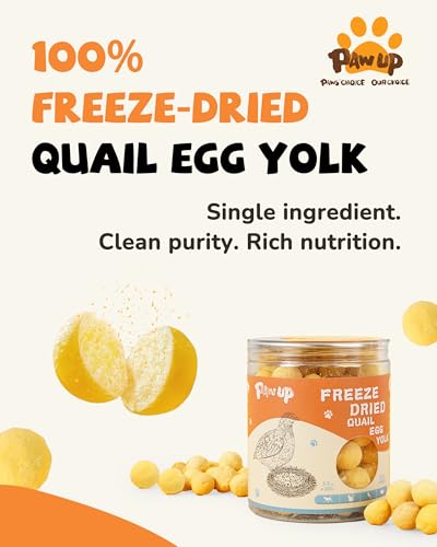 PAWUP Freeze Dried Cat & Dog Treats, Natural Quail Egg Yolk, Single Ingredient, High-Protein Pet Snacks for Skin & Coat He...