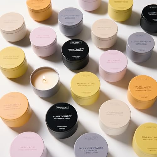 Benevolence LA Candle Gift Set – 6 Soy Scented Candles (1.4 oz) | Aromatherapy Candles with Orange, Eucalyptus, Rose & Jas...
