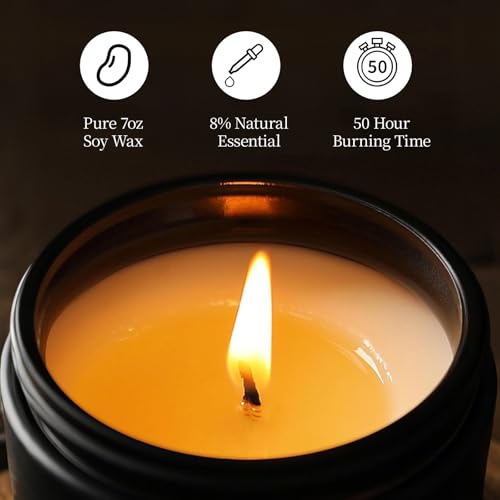 Scented Candles for Men, 4 Pack Mens Candle Set, Soy Candles for Home Scented, Masculine Candle Gifts for Him, 28oz, 200 H...