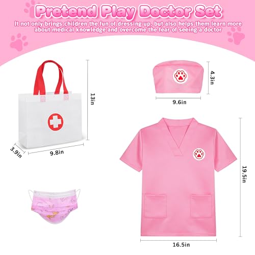 33Pcs Pet Doctor Kit for Toddlers - Dress Up Costume & Pretend Doctor Play Set with Cat Toy, Stethoscope, Portable Pet Vet...