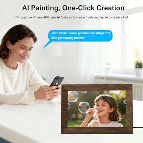 VTimes 10.1" Digital Picture Frame, WiFi Smart Digital Photo Frame with 1280 * 800 HD IPS Touch Screen, AI-Generated Image...