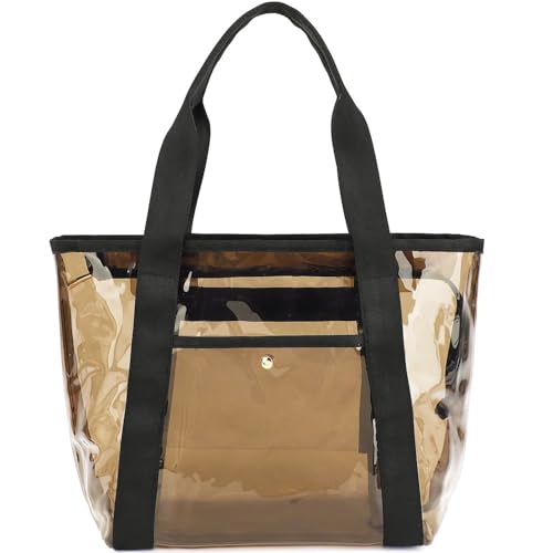 Fammart Clear Bag for Stadium Events, 12x6x12 Jelly Tote Bag for Women with Zipper for Beach Sports Concerts Work
