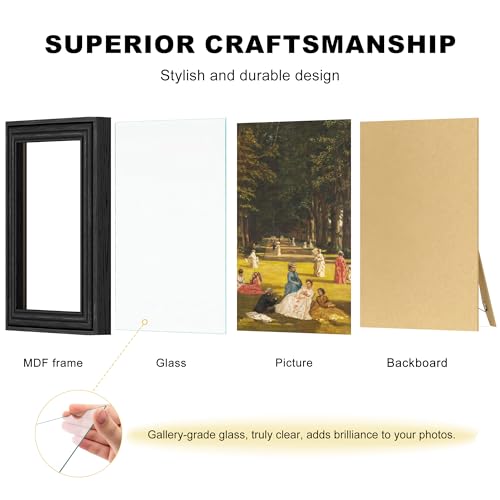 PEALSN 11x14 Picture Frame with Real Glass Front and Black Backboard, Wall Gallery Photo Frames for Wall Mounting or Table...