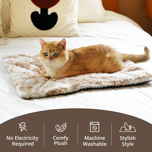 Petace Self Warming Cat Bed, 24" x 18" Ultra Soft Cat Dog Pet Heating Pad for Indoor Outdoor, Non-Slip Heated Dog Mat Ther...