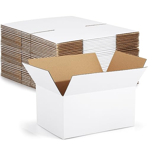 Eupako 10x7x5-Small-Shipping-Boxes-30-Pack-White-Corrugated-Box-Mailers, Cardboard Boxes for Packaging Small Business, Mai...