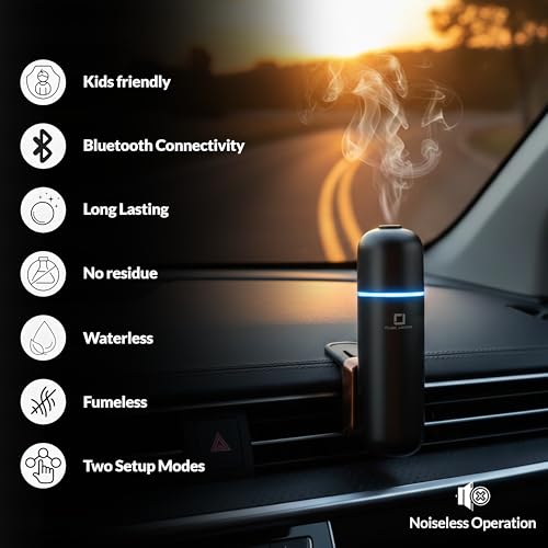 Cube Aroma CA-06 Black Diffuser - Aromatherapy Diffuser - Compact Essential Oil Fragrance Diffuser - 2 Modes - Auto Power ...