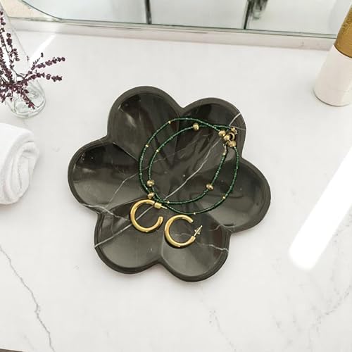 Tumbler Home Marble Jewelry Dish, Jewelry Trinket Dish for Rings Necklaces, Earrings, Accessories, Catchall Stone Tray Han...