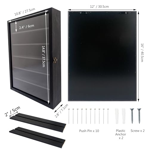FramePro Shadow Box Frame Display Case 12x16 with Removable Shelves, Deep Memory Box Trinket Knick Knack Shelf Cabinet for...
