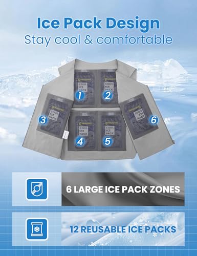 HENNCHEE Cooling Safety Vest for Men & Women, 12PCS Ice Packs, Body Cool Clothing for Hot Weather Outside Workers