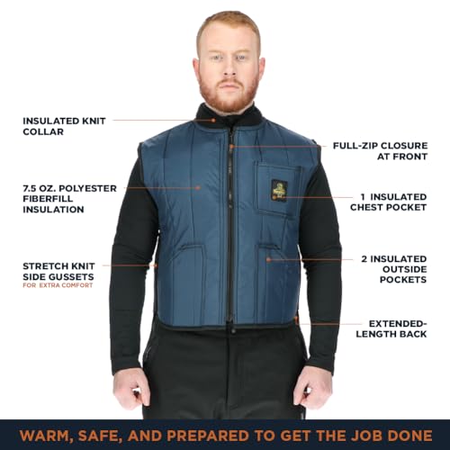 RefrigiWear Unisex Cooler Wear Vest Insulated Water-Repellent Nylon Work Vest with Pockets Cold Weather