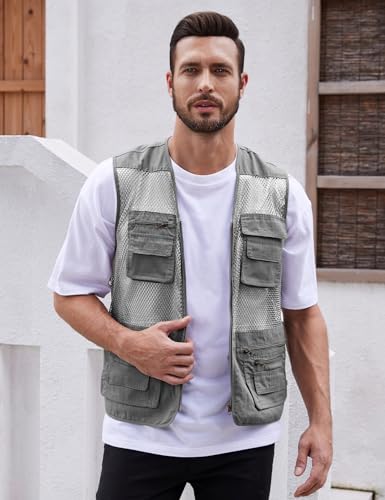 Gihuo Men's Fishing Safari Vest with Pockets for Summer Travel