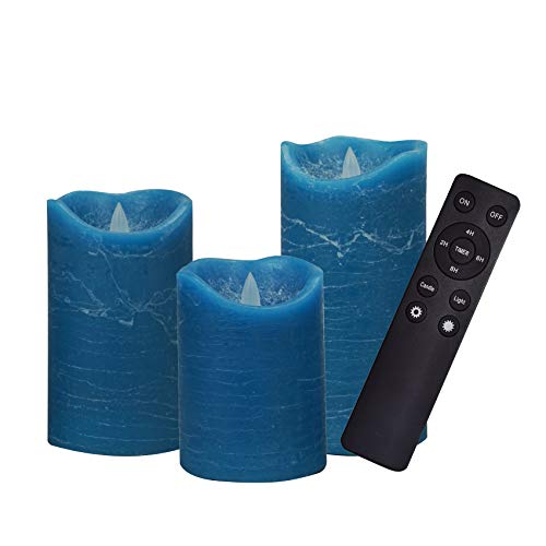 iZAN 3 Pack Real Wax Flameless Candles Battery Operated LED Pillar Flickering Realistic Electric Candle Gift Sets with Rem...