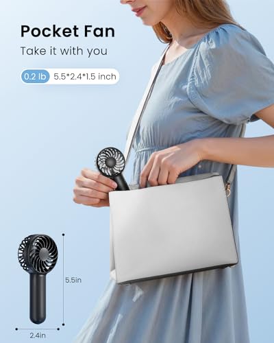 Gaiatop Mini Portable Handheld Fan, 3 Speed Powerful Battery Operated, Small USB Rechargeable Personal Fan for Makeup Eyel...