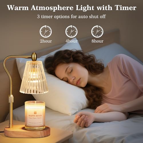 Imenlox Candle Warmer Lamp, with Timer and Dimmer, Adjustable Height, Mother' s Day Gifts for Mom, Birthday Gifts for Wome...
