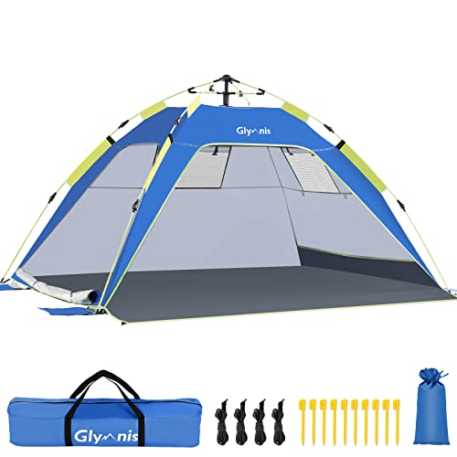 Glymnis Pop Up Beach Tent Sun Shade Shelter for 3-4 Person with UPF 50+, Lightweight & Easy Setup, Vent Windows & Zippered...