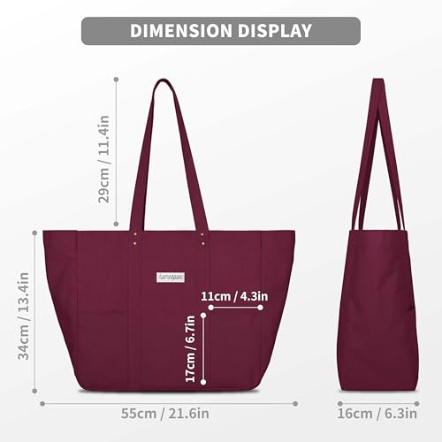 HOMESPON Large Canvas Tote Bag for Women Everything Bag with Pockets and Laptop Sleeve