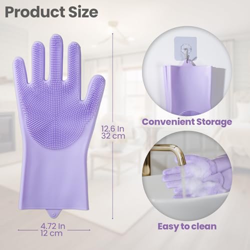 DELOMO Pet Grooming Gloves 1 Pair: Soft and Gentle Silicone Dog Washing Gloves - Bathing Scrubber Brush Mitt Grooming Shed...