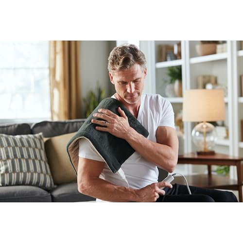 Sunbeam XL Heating Pad for Back Neck and Shoulder Pain Relief Auto Shut Off 6 Heat Settings Extra Large 12 x 24 Green Idea...