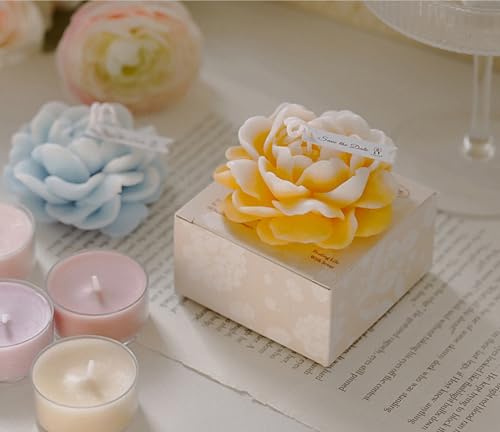 Jasmine Flower Shape Scented Candle,50G Multicolour Romantic Soy Wax Aesthetic Decorative Healing Candle for Valentine's D...