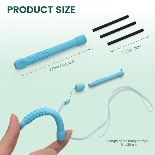 Chewable Silicone Aroma Sticks with Essential Oils for Stress Relief & Fresh Breath, Improving Pen Biting & Smoking Habit...