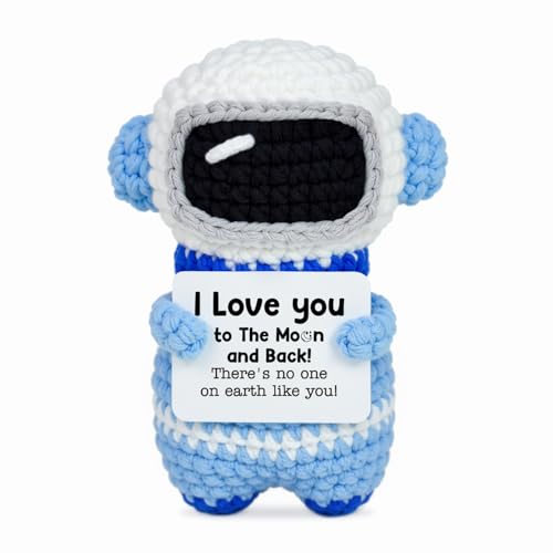 WoollyPearl Gifts for Him Her Boyfriend Girlfriend, to My Love Handmade Positive Crochet Astronaut, Valentines I Love You ...