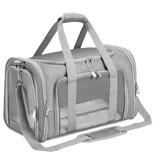 Soft-Sided Cat/Dog/Pet Carrier, Collapsible Pets Travel Carriers for Big Cats/Small Dogs with Shoulder Strap & Removable M...