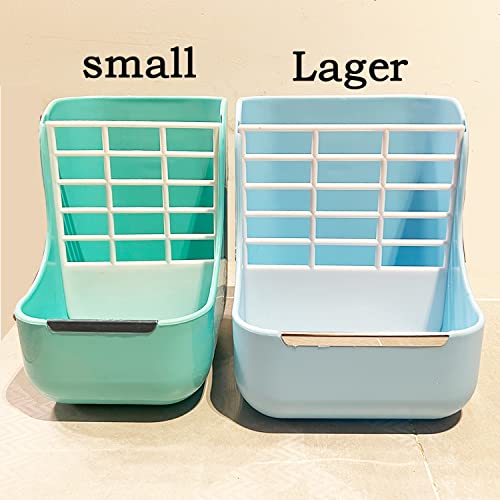 HERCOCCI PET Feeder and Water Bottle Set, Large Blue (500ml), Durable Hay Food Bin Feeder, Food Bowl, Gravity-Fed Water Di...