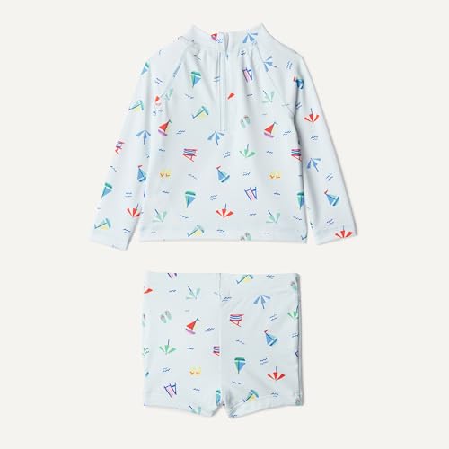 Amazon Essentials x Sofia Grainge Toddlers and Baby Boys' Two-Piece Long Sleeve Rashguard and Shorts Set