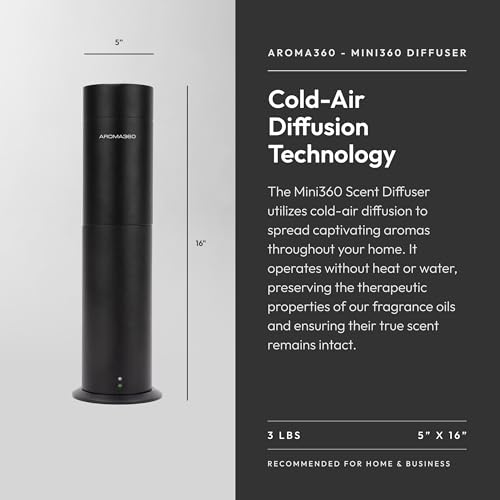 Aroma360 - Mini360 Scent Essential Oil Diffuser - Cold-Air Diffusion Technology - 400 sq. ft. Coverage - Waterless Air Dif...
