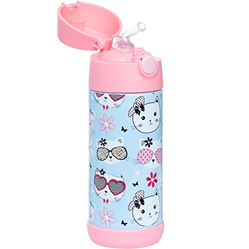 Snug Insulated Kids Water Bottle with Straw & Spout – Double-Wall Stainless Steel, Leakproof, Easy-Flip Lid – For School, ...