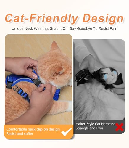 Halypet Cat Harness and Leash Set [ MAX Safety Third Generation ] Escape Proof Soft Adjustable Cat Leash Breathable Comfor...