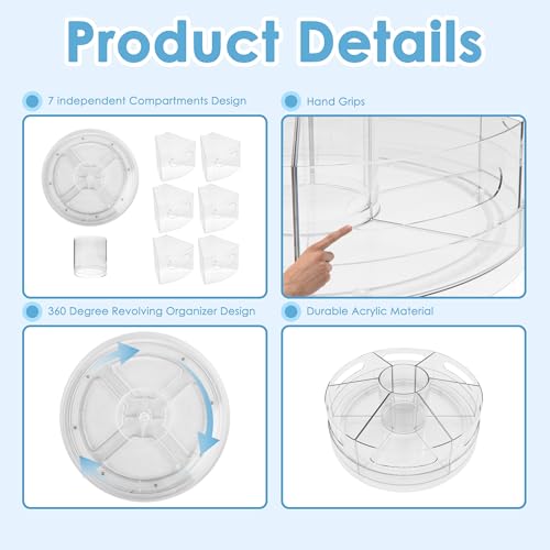 CraftGenes 2 Packs Pen Organizer for Desk - Acrylic Pen Holder with Hand Grips, 360° Extra Large Rotating Desk Organizer w...