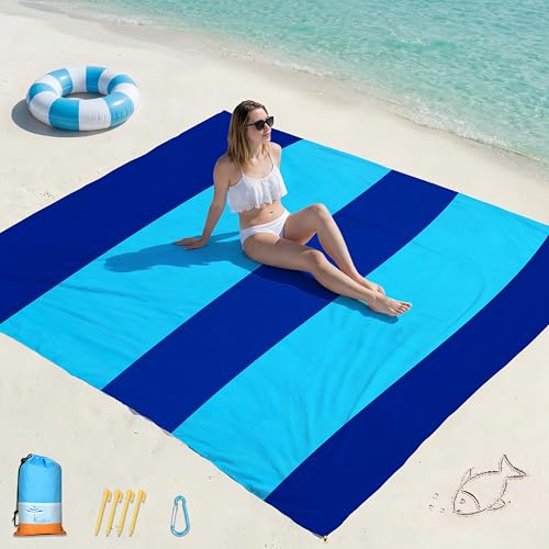 Famstar Beach Blanket Oversized Extra Large 78" X 81",Waterproof Sandproof Beach Blanket 1-7 Adults Lightweight Durable fo...