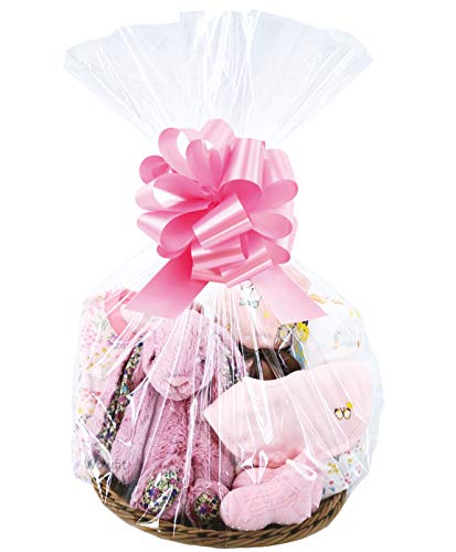 Wowfit Cello Bags,10 CT 18x30 inches Clear Cellophane Bags Perfect for Gift Baskets, Presents, Weddings, Bridal/Baby Showe...