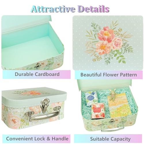 Amedoo Paperboard Suitcases (Set of 3) Decorative Storage Boxes Gift Boxes With Lids for Photo Storage Home Decoration Wed...