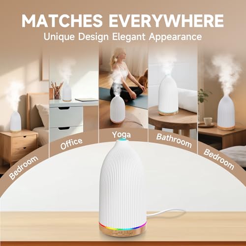 URPOWER 100ML Essential Oil Diffusers for Home, Ultrasonic Aromatherapy Diffuser with 7 Color Changing Lights, Timer & Aut...