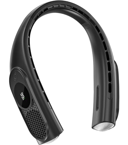 JIAGE Neck Fan, Bladeless Wearable Hands-Free Portable Fan, 5200mAh Rechargeable, 360° Cooling with 3 Speeds, Ultra-Quiet ...