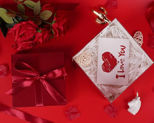 Jaywayang 5 Pack Red Gift Boxes with Lids, Ribbons and Tissue Papers Square Gift Boxes - 7.1 Inch - Christmas Presents Wra...
