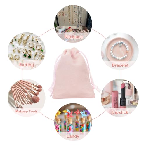 G2PLUS Pink Velvet Jewelry Pouches, 20PCS Small Velvet Gift Bags with Drawstring, Christmas Gift Bags for Wedding Favors, ...