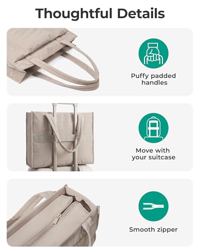 BAGSMART Tote Bag for Women, 2Pc Puffer Tote Bag with Zipper, Quilted Work Tote Teacher Bag Shoulder Handbag | Beach Tote,...