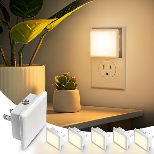 L LOHAS LED Night Light,Night Lights Plug into Wall, [6-Pack] Plug in Night Light, Dusk-to-Dawn Sensor, 3000K Soft White ...